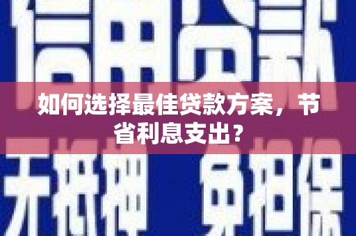 阿莲如何选择最佳贷款方案，节省利息支出？