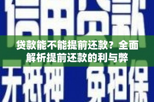 沈北新区贷款能不能提前还款？全面解析提前还款的利与弊