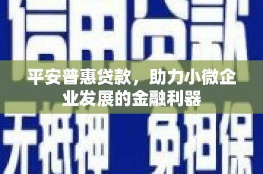 阜南平安普惠贷款，助力小微企业发展的金融利器