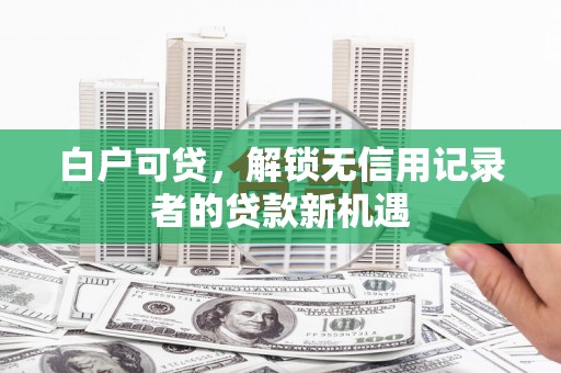 宁南白户可贷，解锁无信用记录者的贷款新机遇